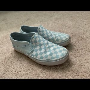 Blue and white checkered vans